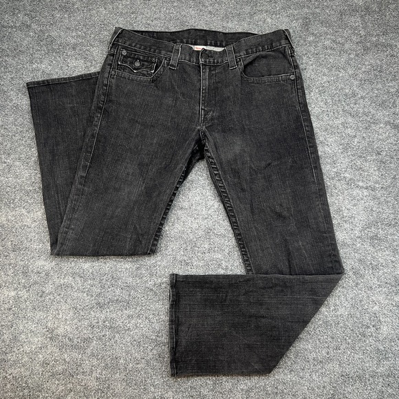 True Religion Relax Straight 38x34 Made in USA Flap Pocket Black - Picture 1 of 13